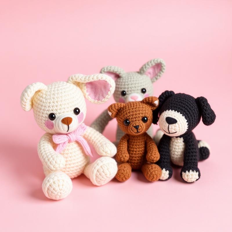 Animais fofos: ursinhos, coelhos, gatos e cachorros.